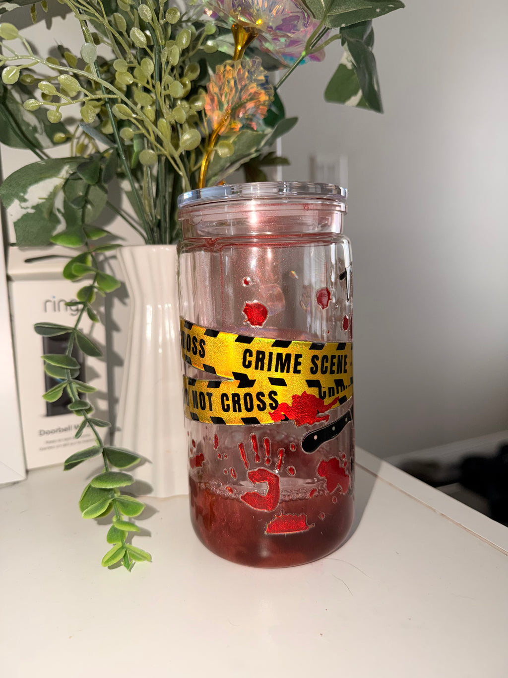 16oz Snowglobe Tumbler-  True Crime Blood Splatter