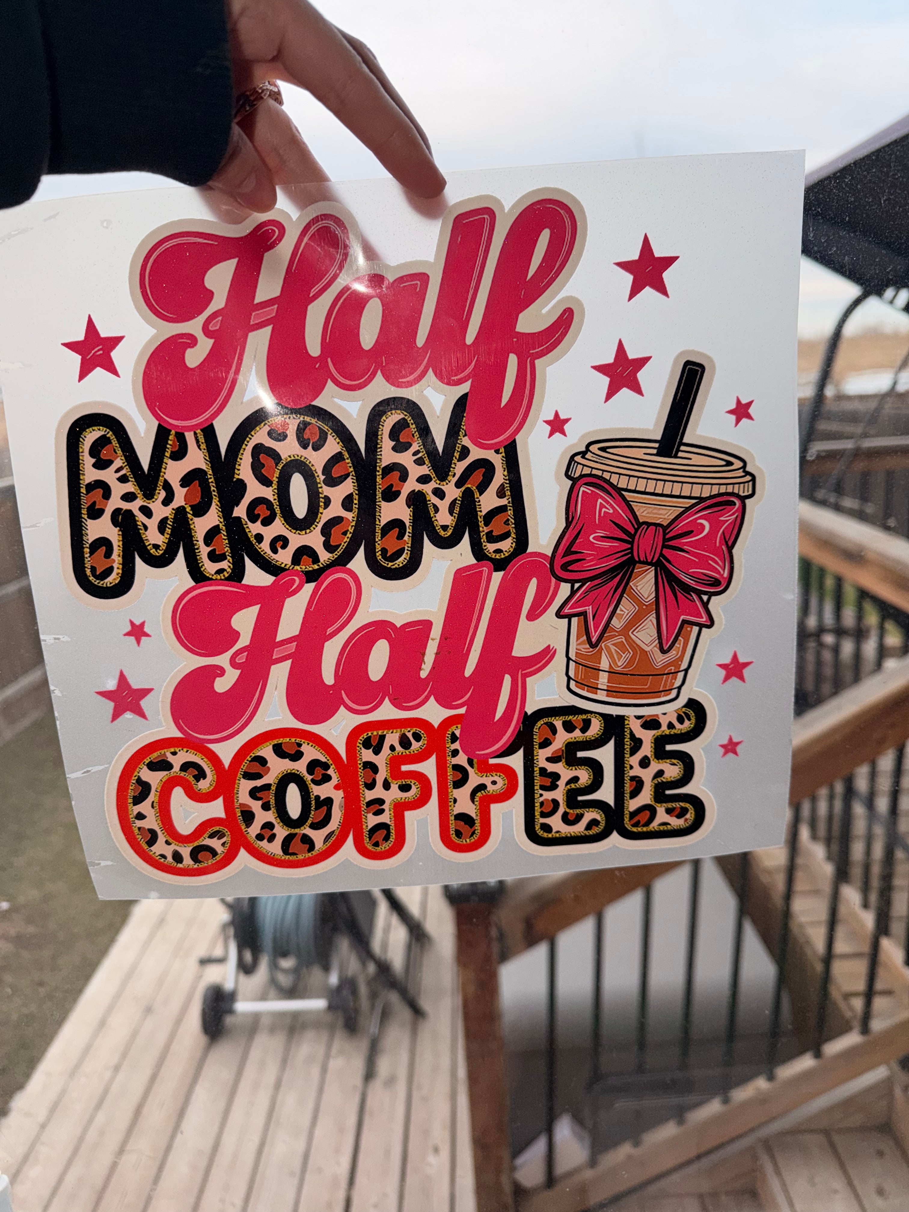 DTF Transfer Add On- Glitter Half Coffee Half Mom