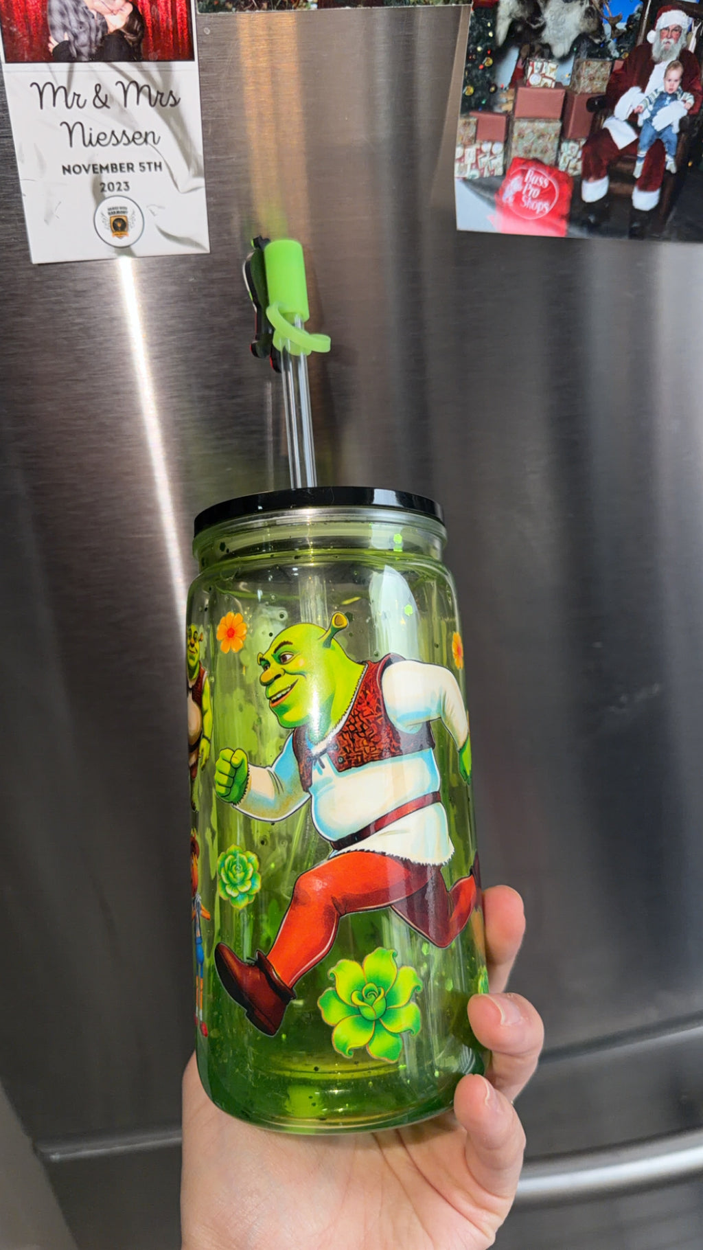 16oz Snowglobe Tumbler -Shrek