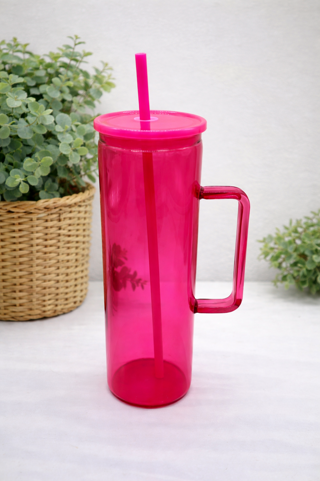 20oz Skinny Glass Tumbler with Handle