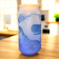 16oz Frosted Ombre Sublimated Glass Cup- Whale On Dark Blue