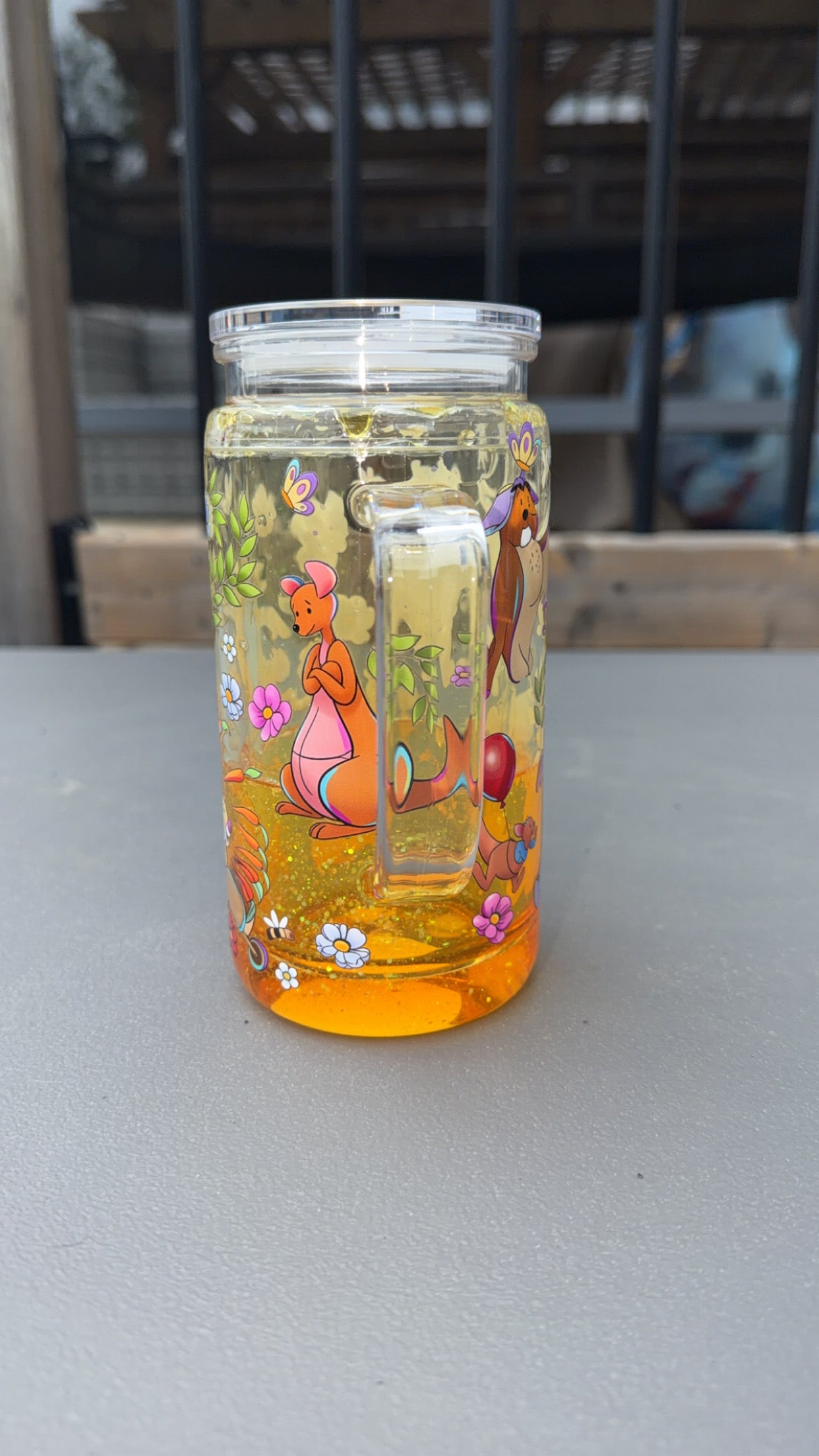 16oz Snowglobe Tumbler/Handle - Winnie Pooh & Friends