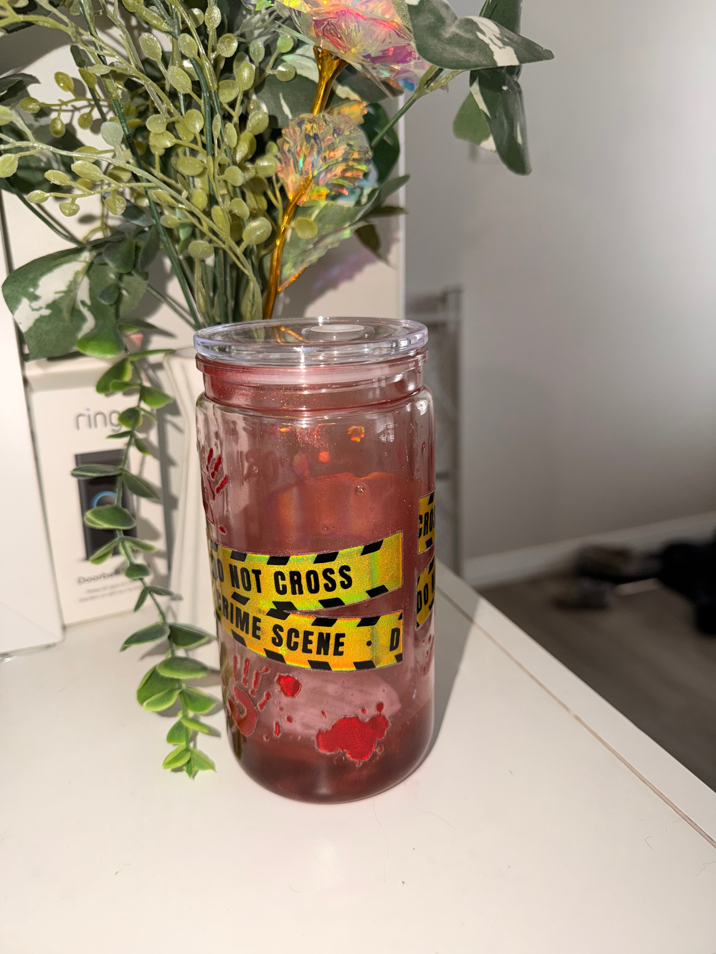 16oz Snowglobe Tumbler-  True Crime Blood Splatter