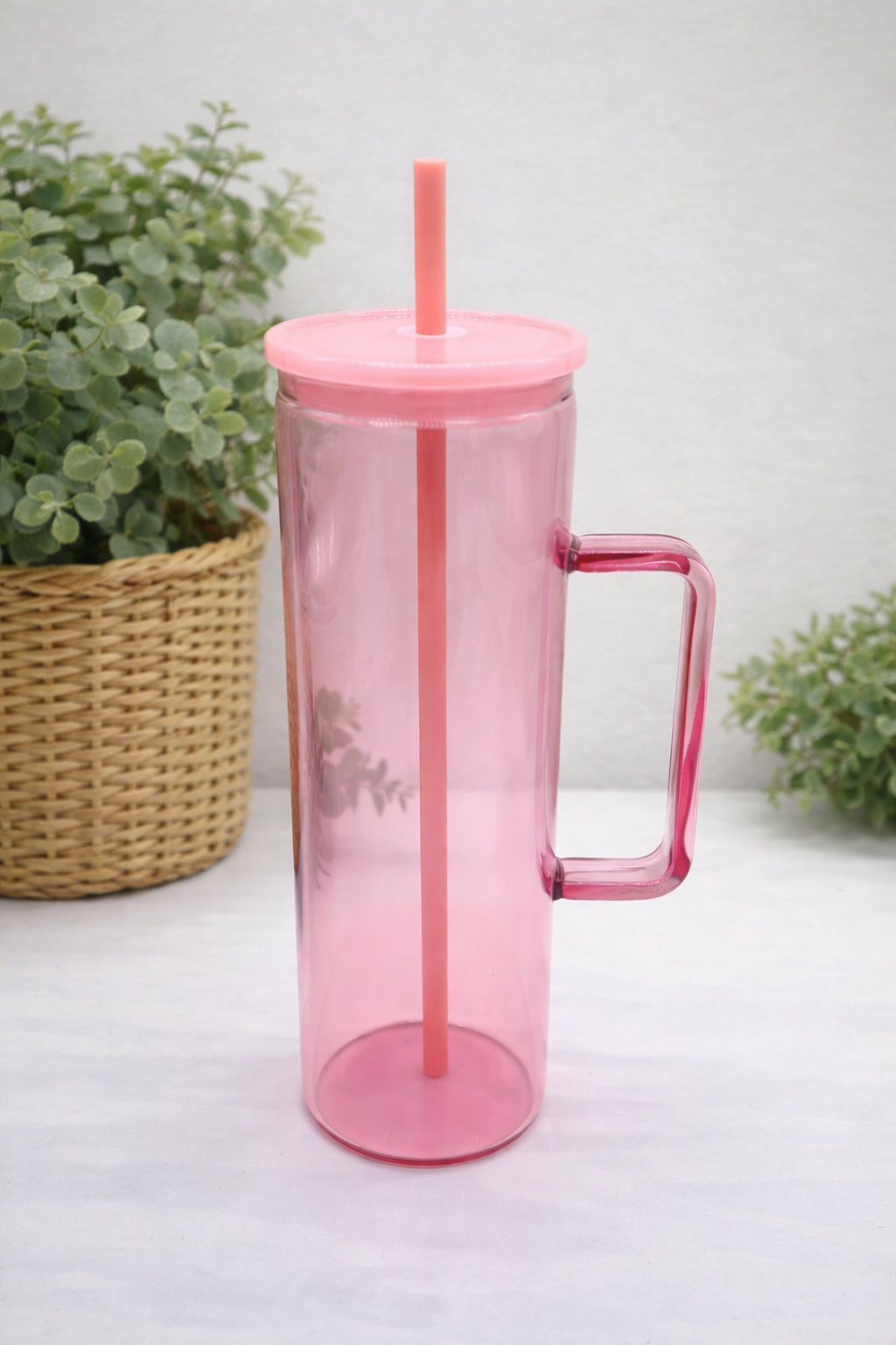 20oz Skinny Glass Tumbler with Handle