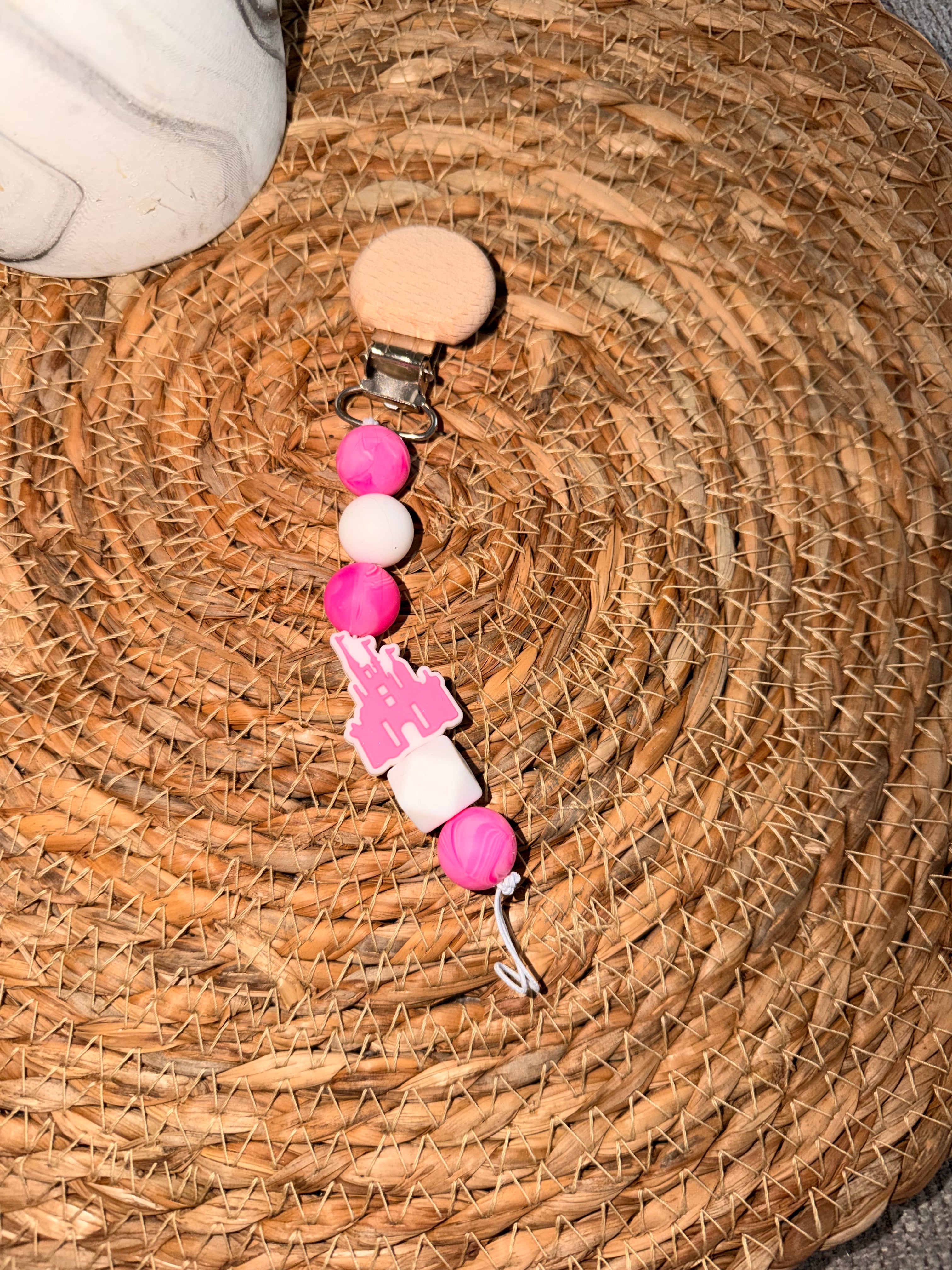 Silicone Baby Soother Ring- Pink Castle