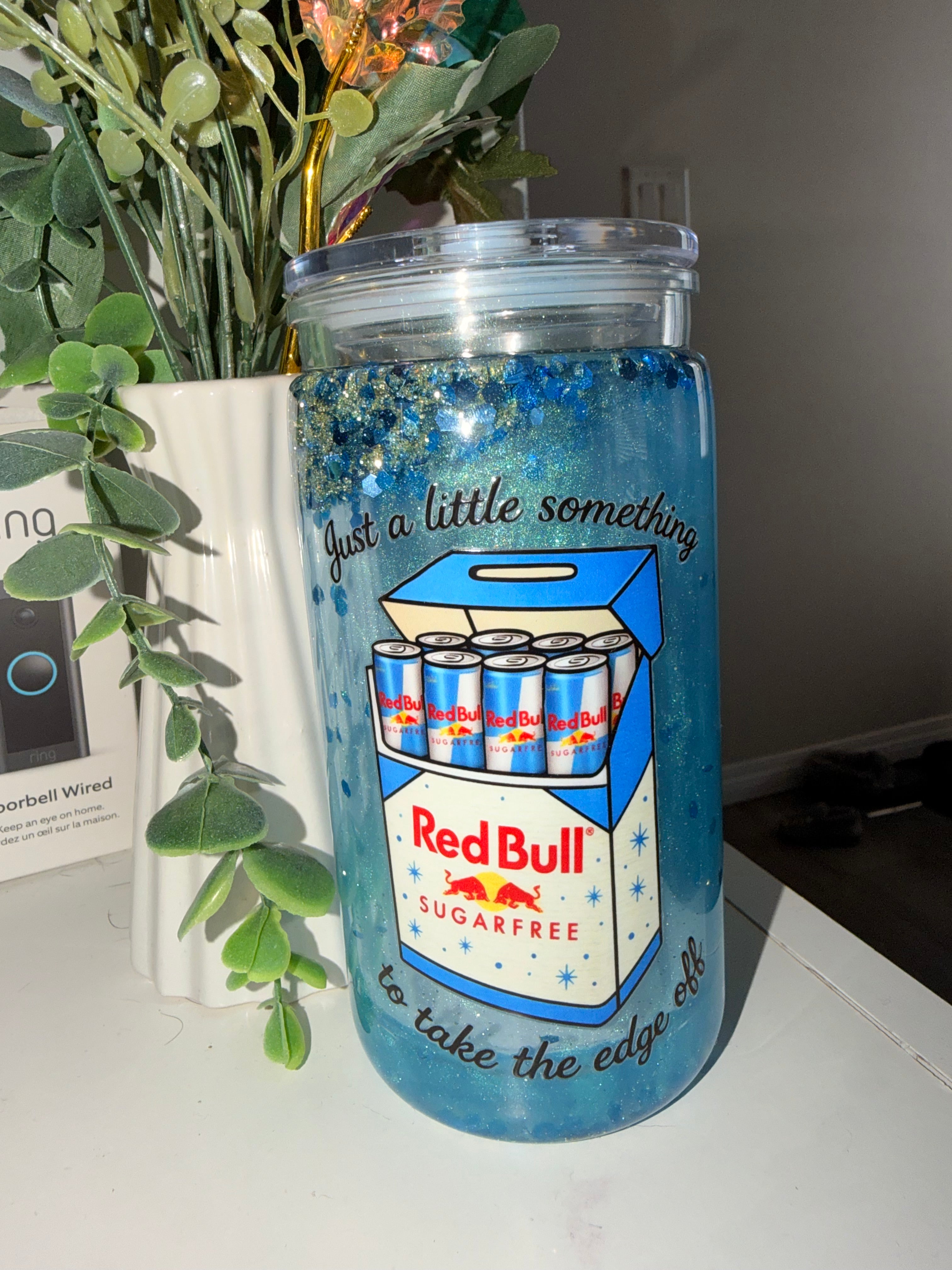 16oz Snowglobe Tumbler- Redbull Zero Sugar