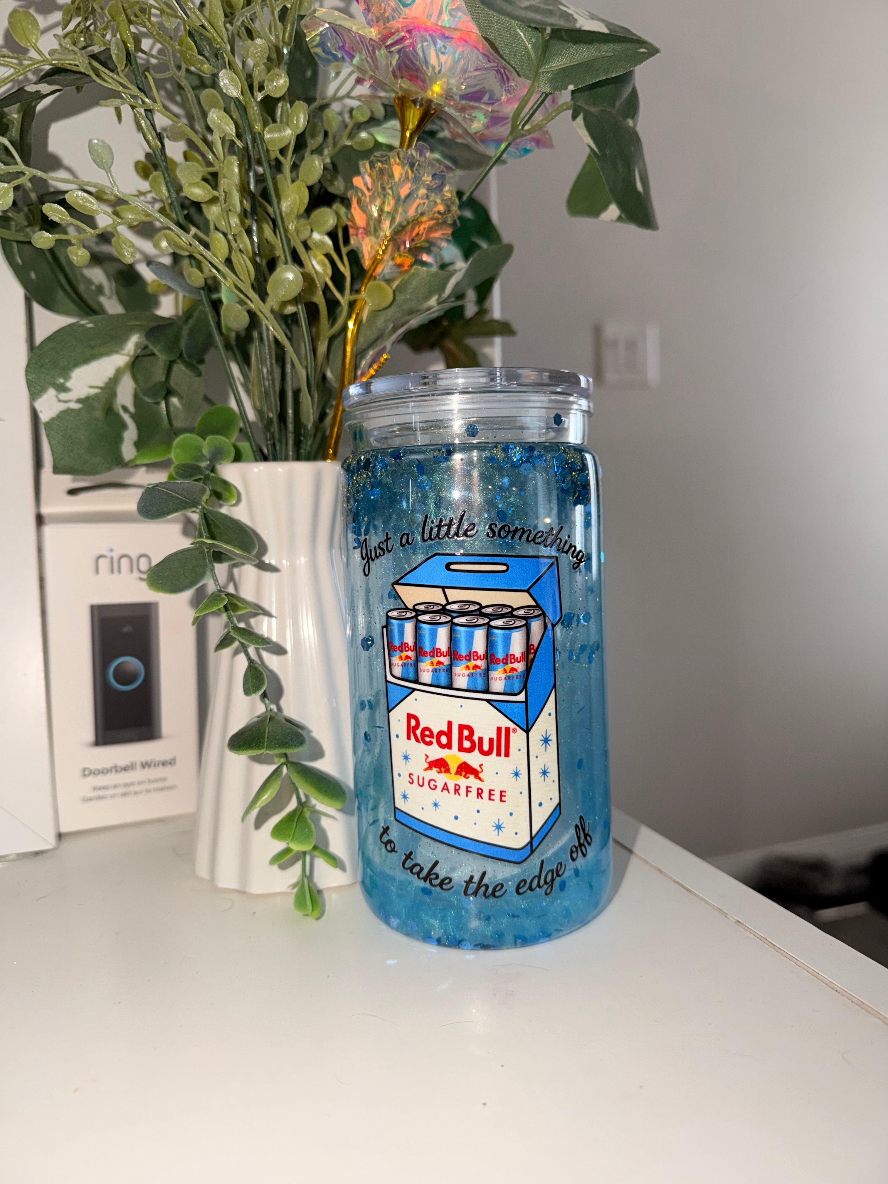 16oz Snowglobe Tumbler- Redbull Zero Sugar