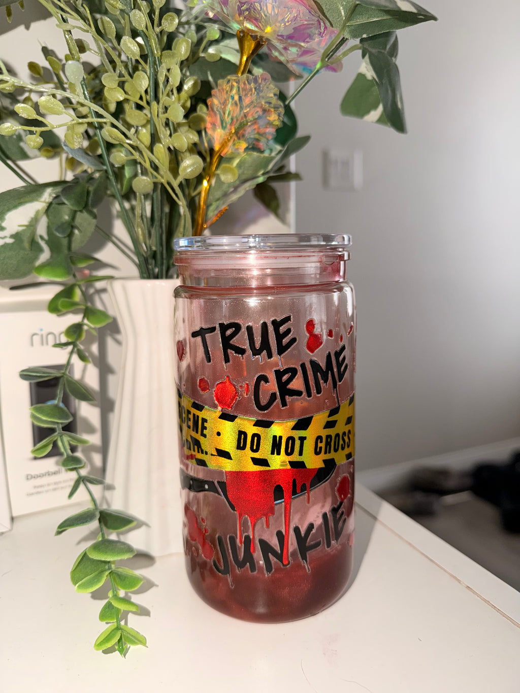 16oz Snowglobe Tumbler-  True Crime Blood Splatter