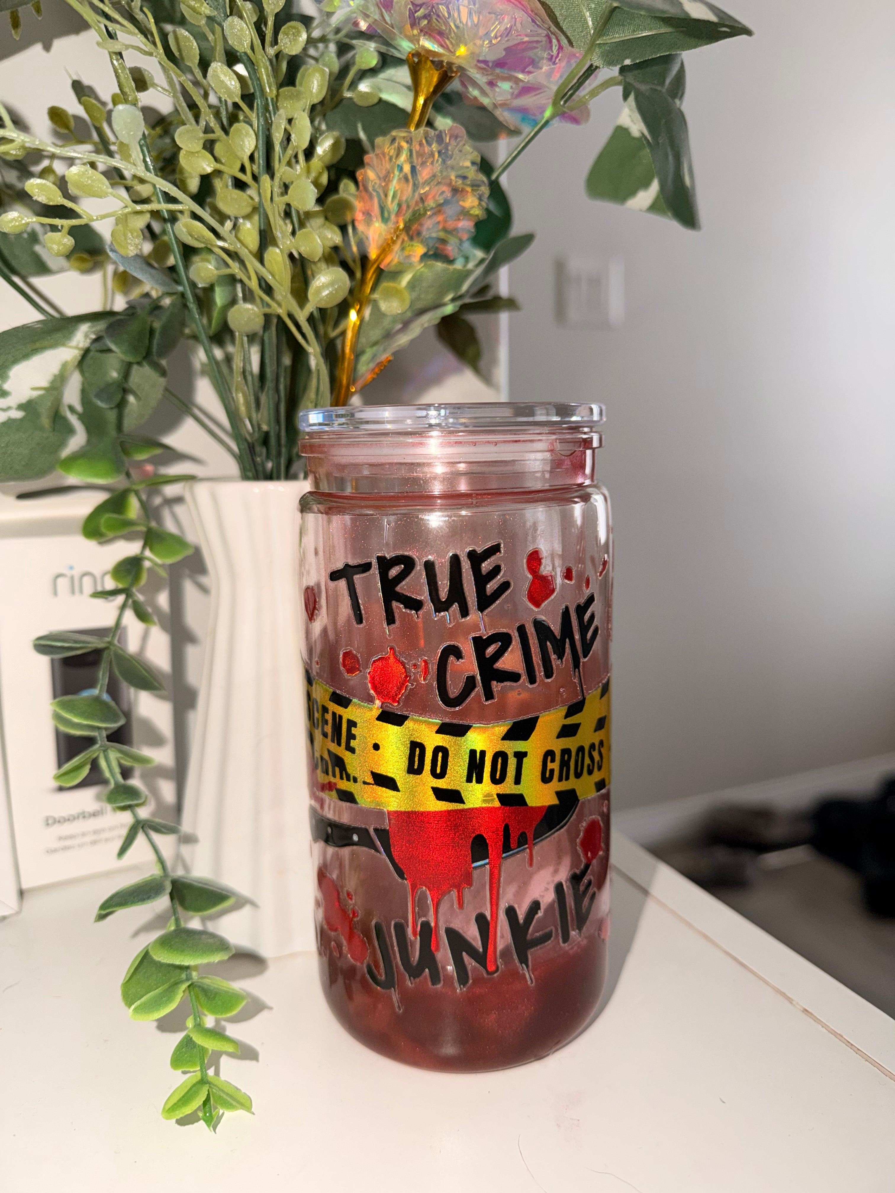 16oz Snowglobe Tumbler-  True Crime Blood Splatter