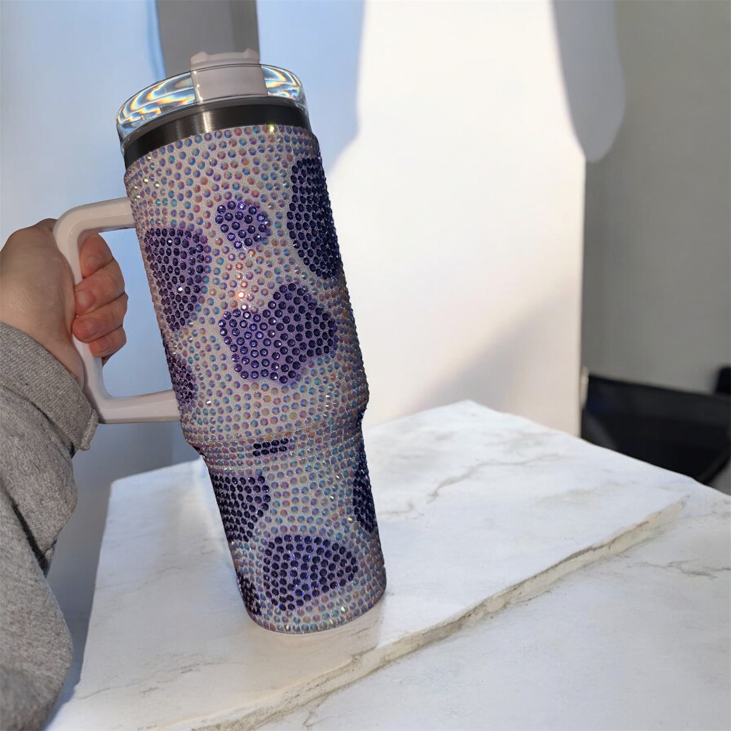 40oz Tumblers - Rhinestone Cow Print