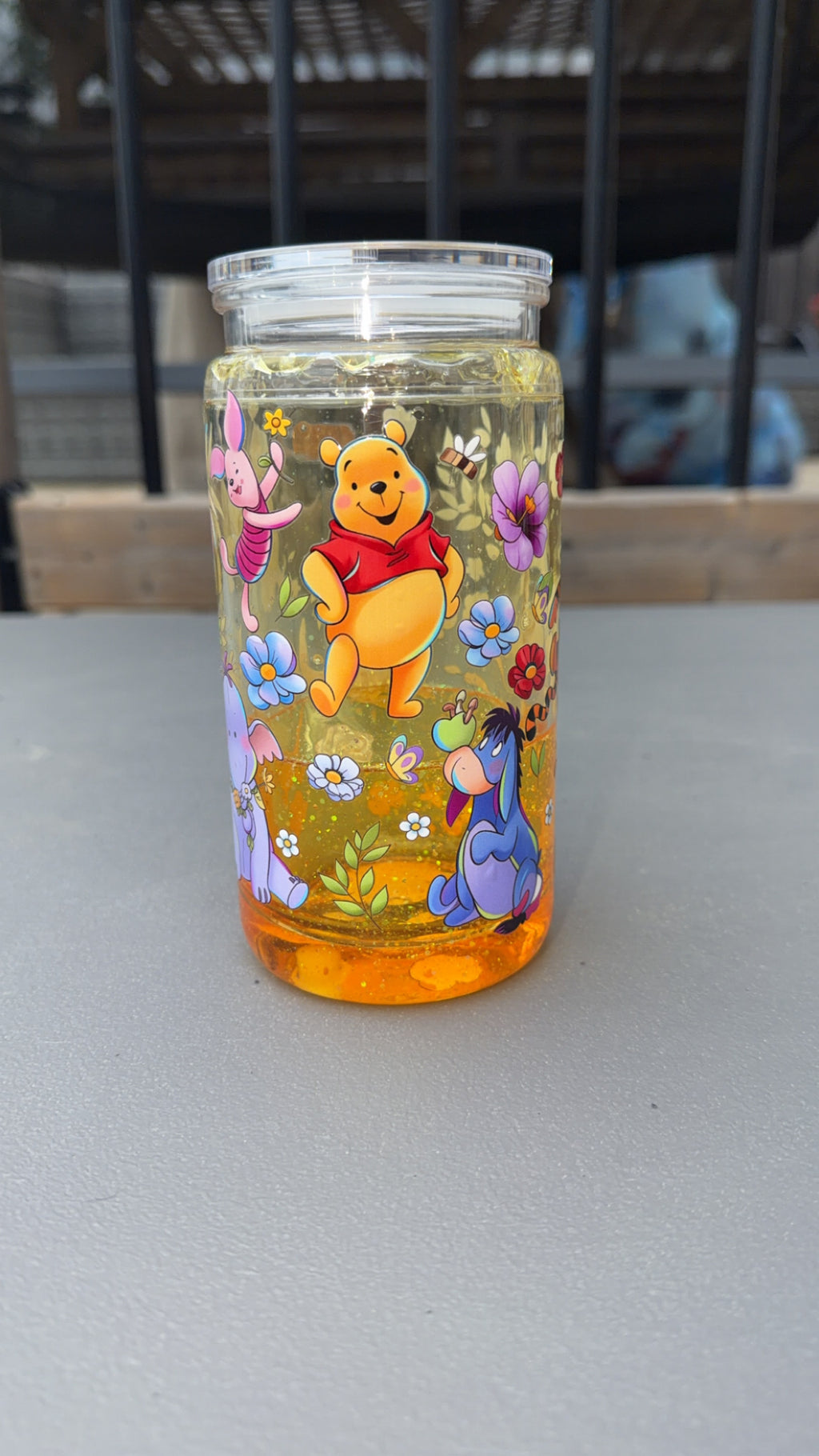 16oz Snowglobe Tumbler/Handle - Winnie Pooh & Friends