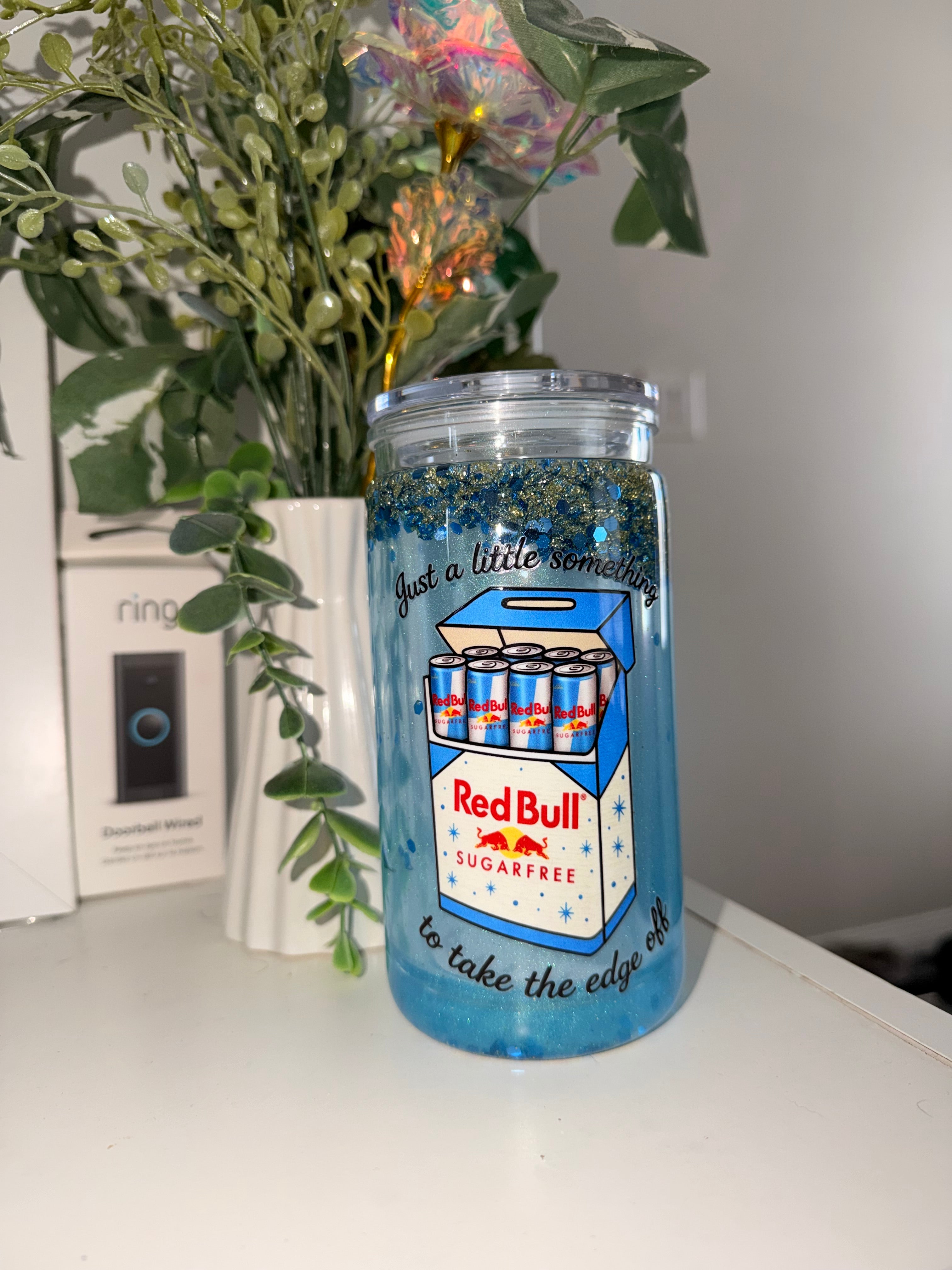 16oz Snowglobe Tumbler- Redbull Zero Sugar