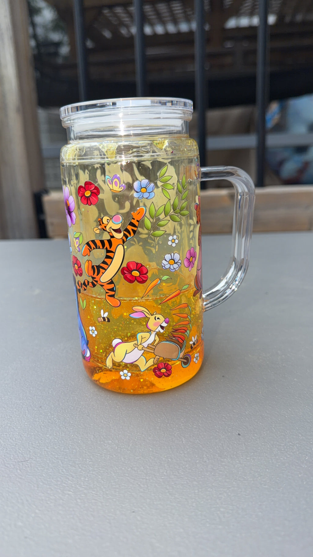 16oz Snowglobe Tumbler/Handle - Winnie Pooh & Friends