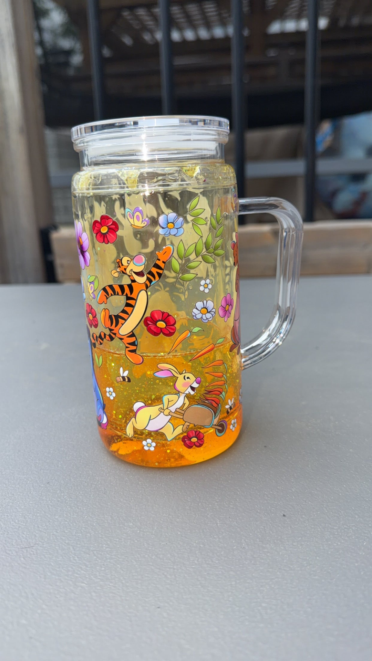 16oz Snowglobe Tumbler/Handle - Winnie Pooh & Friends