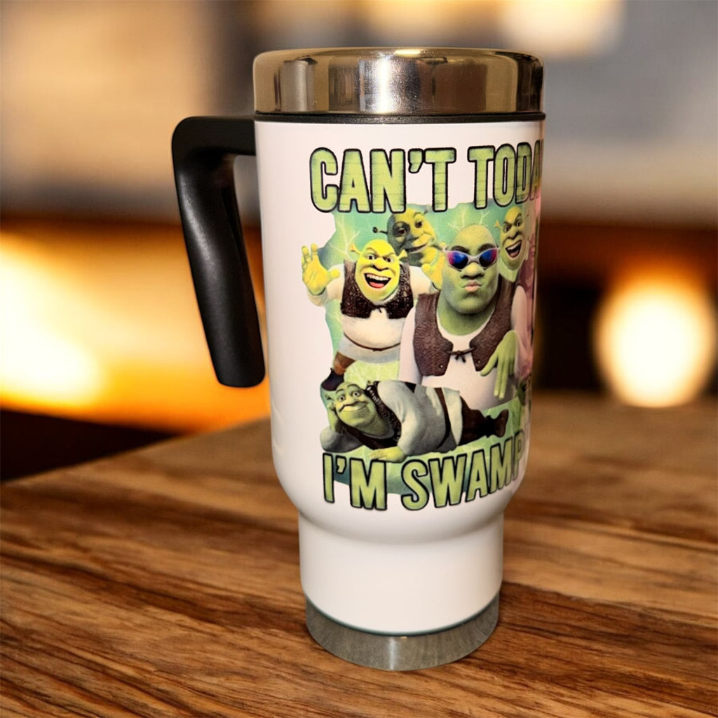 “Can’t Today, I’m Swamped” Shrek Travel Mug 17oz with Handle