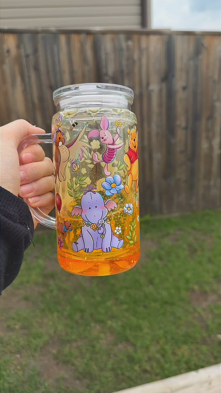 16oz Snowglobe Tumbler/Handle - Winnie Pooh & Friends